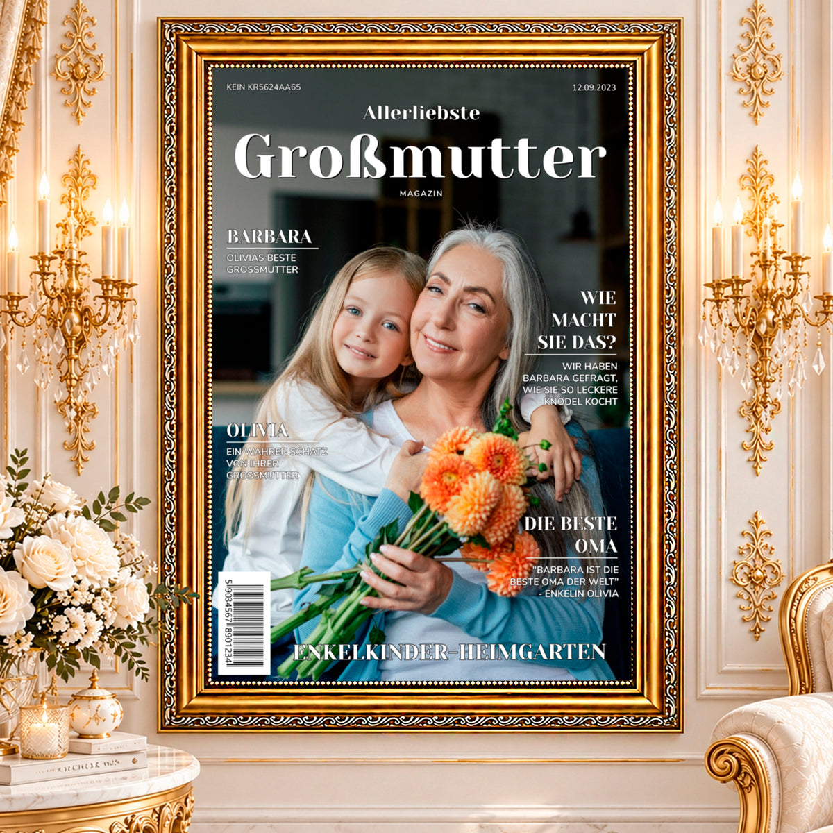 Fotocollage auf Leinwand Magazin mit der Großmutter — Geschenke für Oma