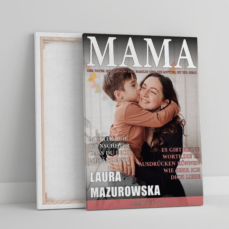 Das Magazin „Mutter“ - Druck auf Leinwand, personalisiertes Geschenk für Mami - Adamell.de