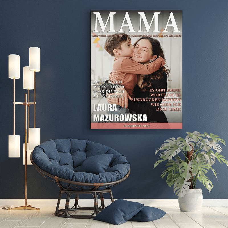 Das Magazin „Mutter“ - Druck auf Leinwand, personalisiertes Geschenk für Mami - Adamell.de