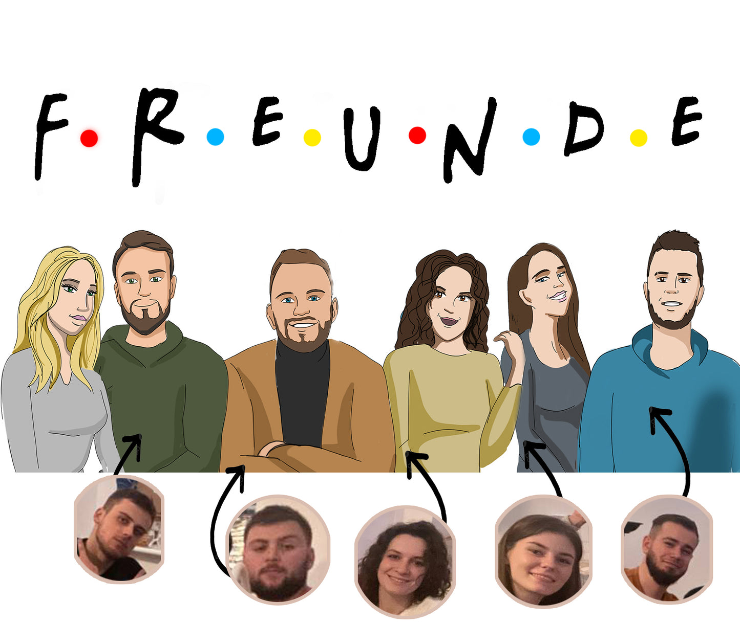 Ilustracja PRZYJACIELE - Druck auf Glas, personalisiertes Geschenk für Freunde
