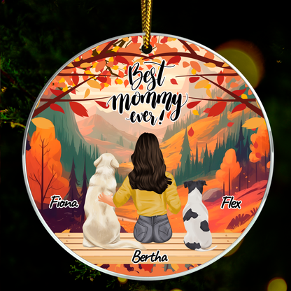 Mama und Hunde Clipart - Christbaumkugel, personalisiertes Geschenk für Mama