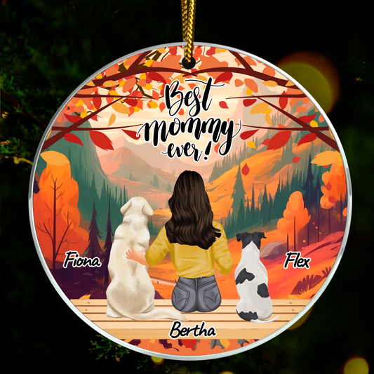 Mama und Hunde Clipart - Christbaumkugel, personalisiertes Geschenk für Mama