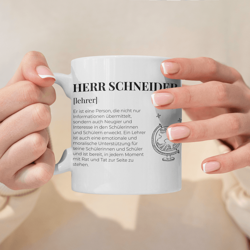 Definition für Lehrkräfte - 1x bedruckte Tasse, personalisiertes Geschenk für Lehrer - Adamell.de