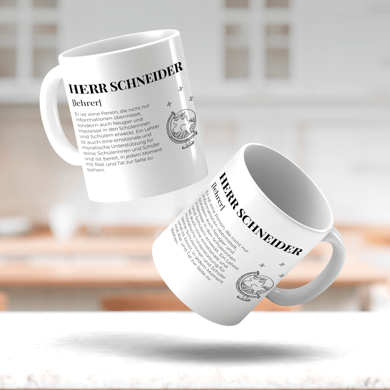 Definition für Lehrkräfte - 1x bedruckte Tasse, personalisiertes Geschenk für Lehrer - Adamell.de