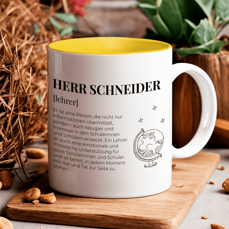 Definition für Lehrkräfte - 1x bedruckte Tasse, personalisiertes Geschenk für Lehrer - Adamell.de