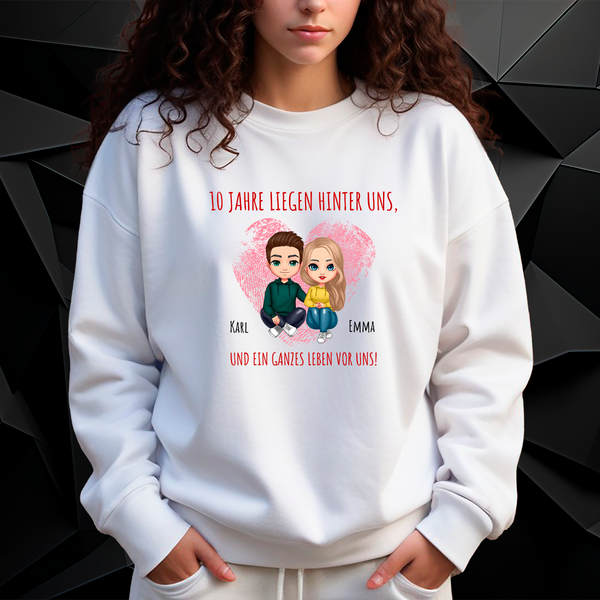 Personalisiertes Damen-Sweatshirt mit eigenem Aufdruck CLIPART JAHRESTAG - Geschenk für Frau