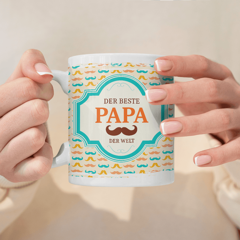 Der beste Vater der Welt - 1x Bedruckte Tasse, personalisiertes Geschenk für Papa - Adamell.de