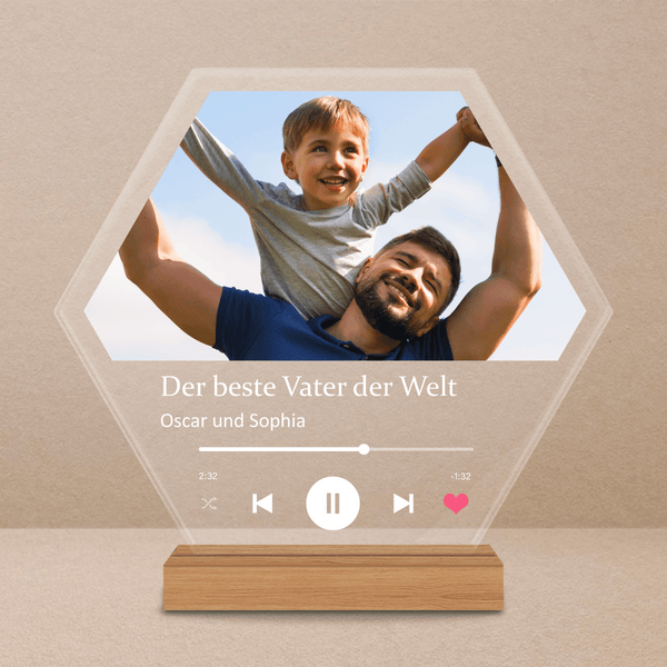 Der beste Vater der Welt Spotify - Druck auf Glas, personalisiertes Geschenk für Papa - Adamell.de