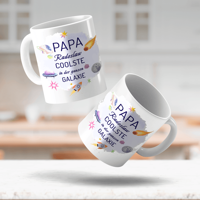 Der coolste Vater in der ganzen Galaxie - 1x bedruckte Tasse, personalisiertes Geschenk für Papa - Adamell.de