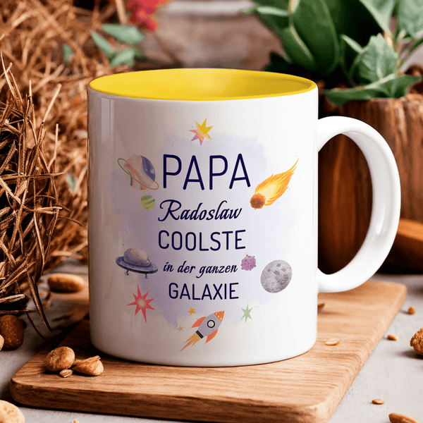 Der coolste Vater in der ganzen Galaxie - 1x bedruckte Tasse, personalisiertes Geschenk für Papa - Adamell.de