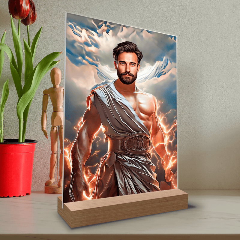 Der göttliche Zeus - Druck auf Glas, personalisiertes Geschenk für Mann - Adamell.de