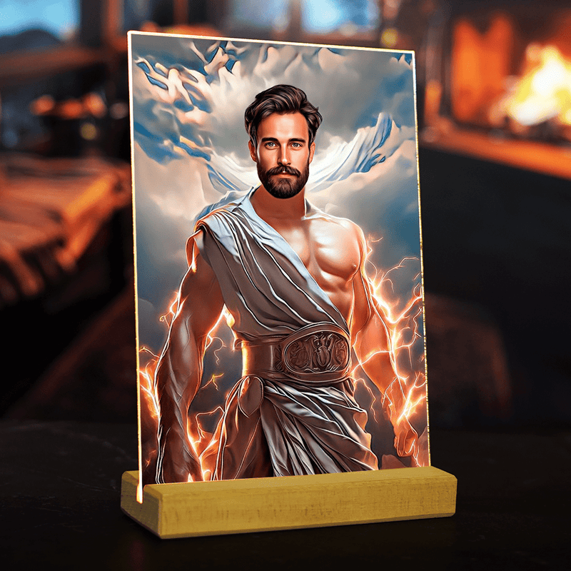 Der göttliche Zeus - Druck auf Glas, personalisiertes Geschenk für Mann - Adamell.de