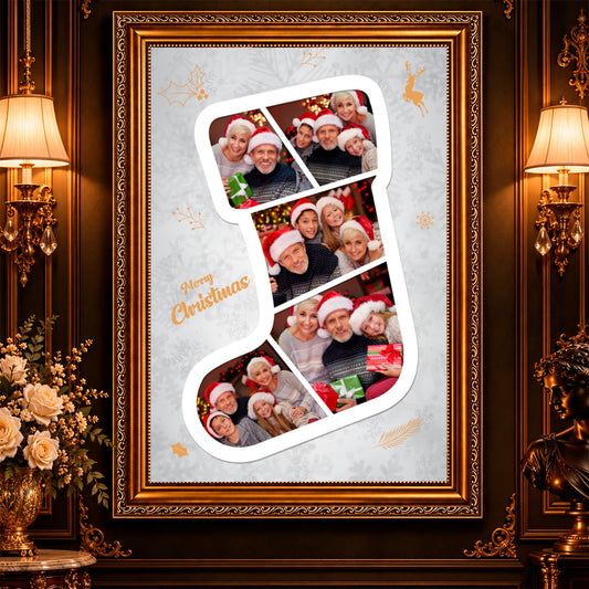 Fotocollage auf Leinwand Der Schuh des Weihnachtsmanns — Geschenk für Großeltern