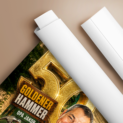 Goldener Hammer: Geschenk für Opa – Personalisiertes Poster zum Geburtstag