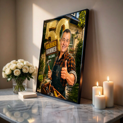 Goldener Hammer: Geschenk für Opa – Personalisiertes Poster zum Geburtstag