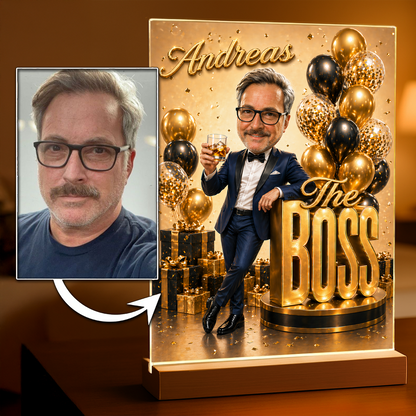 Opa Chef Illustration - Druck auf Glas, personalisiertes Geschenk für Opa