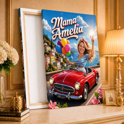 Porträt der Mutter + Inschrift – Porträt auf Fotoleinwand