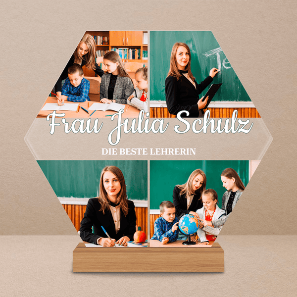 Die beste Lehrerin 4 Fotos - Druck auf Glas, personalisiertes Geschenk für Lehrerin - Adamell.de