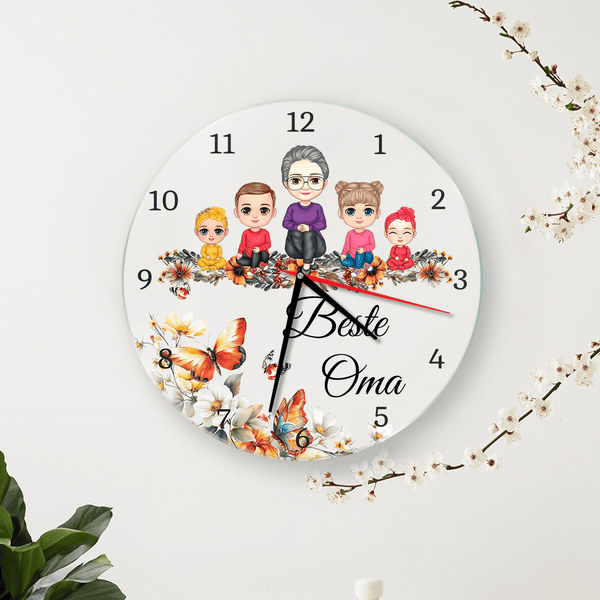 Die beste Oma Clipart - Uhr, personalisiertes Geschenk für Oma - Adamell.de