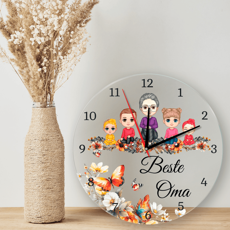 Die beste Oma Clipart - Uhr, personalisiertes Geschenk für Oma - Adamell.de