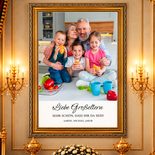 Fotocollage auf Leinwand Schön dass ihr da seid — Geschenk für Oma und Opa