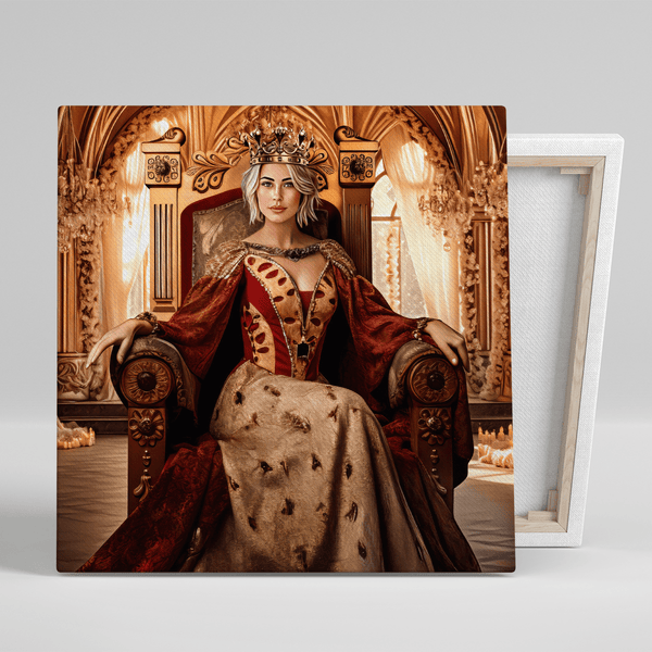 Die Königin auf dem Thron - Druck auf Leinwand, personalisiertes Geschenk für Frau - Adamell.de