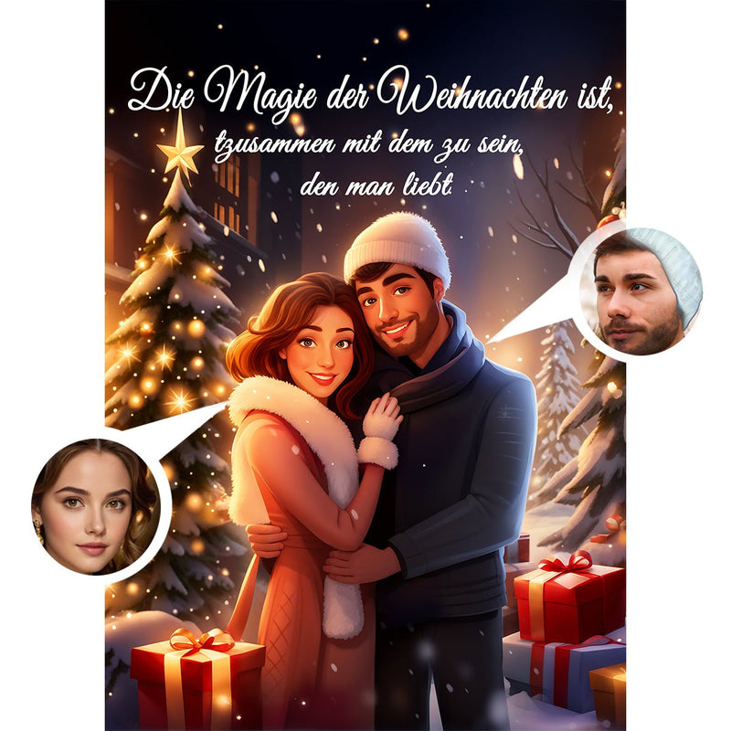 Die Magie von Weihnachten - Druck auf Leinwand, personalisiertes Geschenk für Paar - Adamell.de