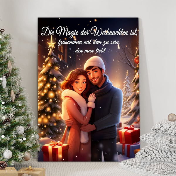 Die Magie von Weihnachten - Druck auf Leinwand, personalisiertes Geschenk für Paar - Adamell.de