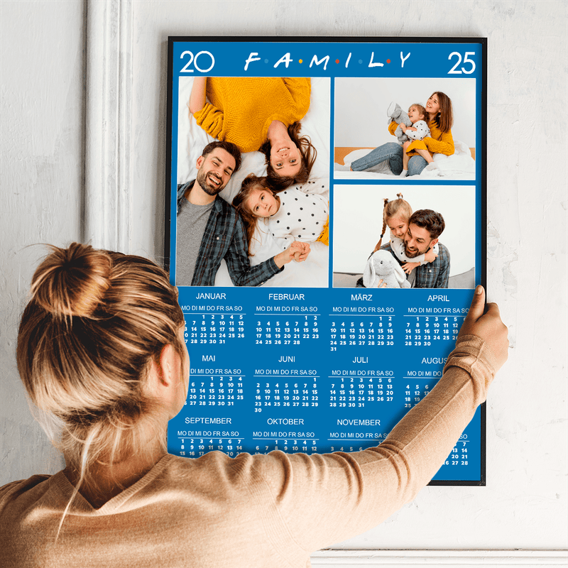 Drei Fotos der Familie + Kalender - Poster, personalisiertes Geschenk für Eltern - Adamell.de