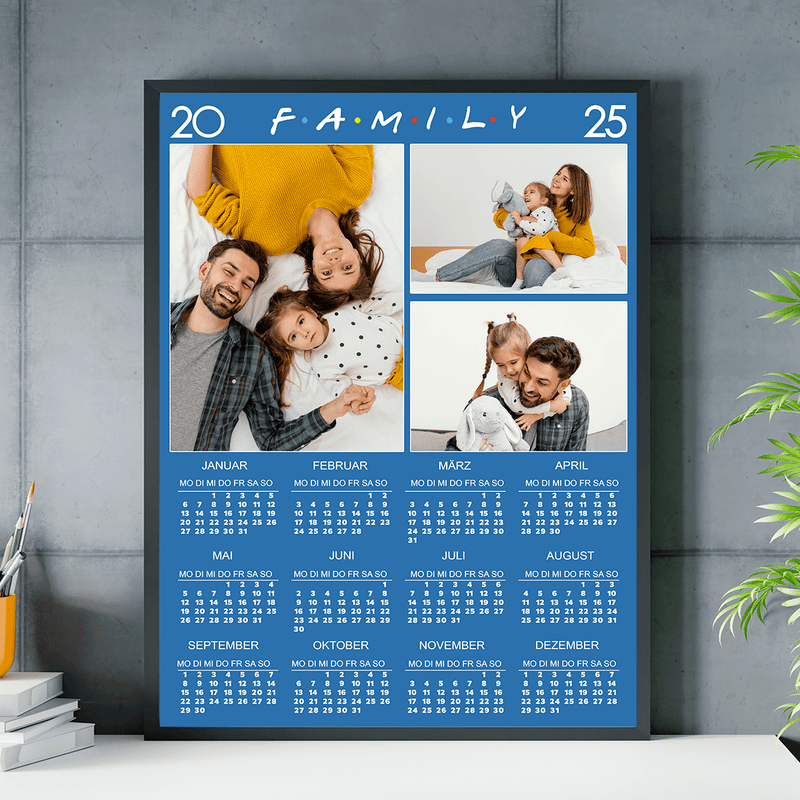 Drei Fotos der Familie + Kalender - Poster, personalisiertes Geschenk für Eltern - Adamell.de