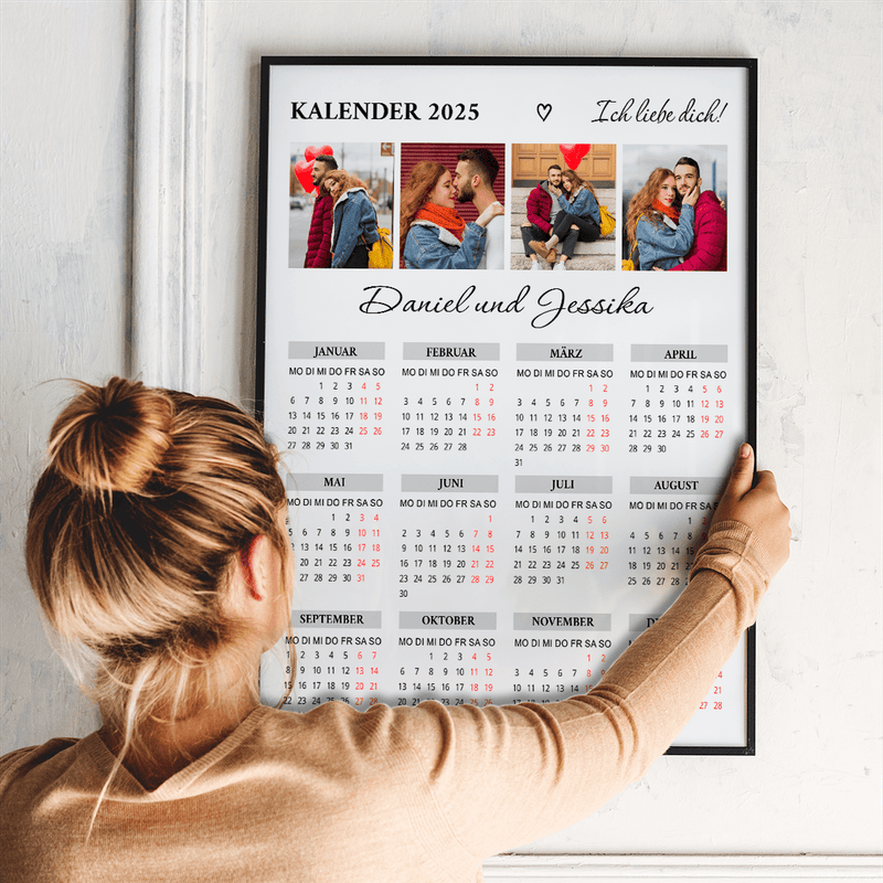 Drei Fotos des Paars + Kalendar - Poster, personalisiertes Geschenk für Paar - Adamell.de