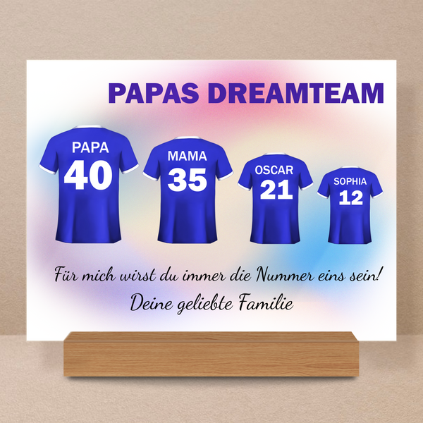 Papas Team - Druck auf Glas, personalisiertes Geschenk für Papa
