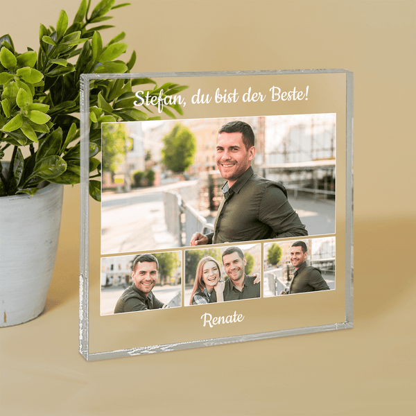 Du bist der beste! - Druck auf quadratischem Glas, personalisiertes Geschenk für Bruder - Adamell.de