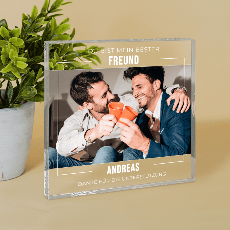 Du bist der beste Freund - Druck auf quadratischem Glas, personalisiertes Geschenk für Freund - Adamell.de