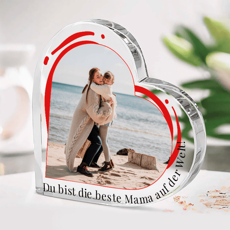 Du bist die beste Mama! - Herz aus Glas, personalisiertes Geschenk für Mama - Adamell.de