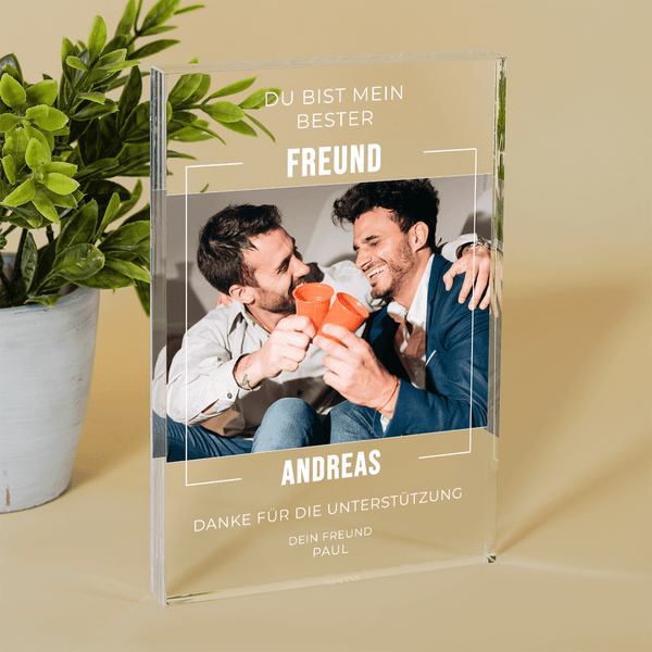 Du bist mein Freund - Druck auf Glas, personalisiertes Geschenk für Freund - Adamell.de