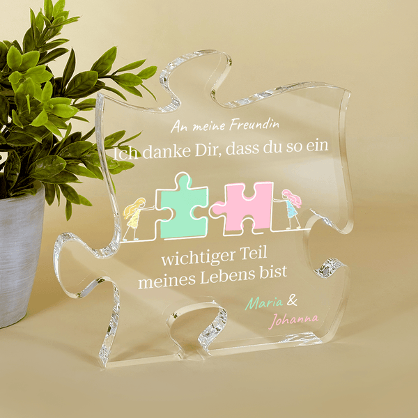 Du bist wichtiger Teil meines Lebens - Druck auf Glas - das Puzzle, personalisiertes Geschenk für Freundin - Adamell.de