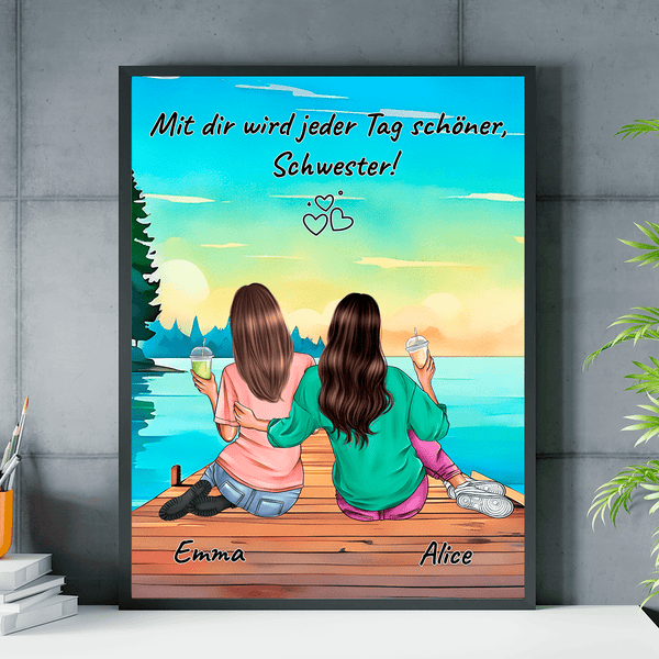 Ein Freund fürs Leben Clipart - Poster, personalisiertes Geschenk für Schwester - Adamell.de