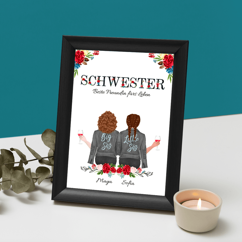 Ein Freund fürs Leben - Druck auf Glas, personalisiertes Geschenk für Schwester - Adamell.de