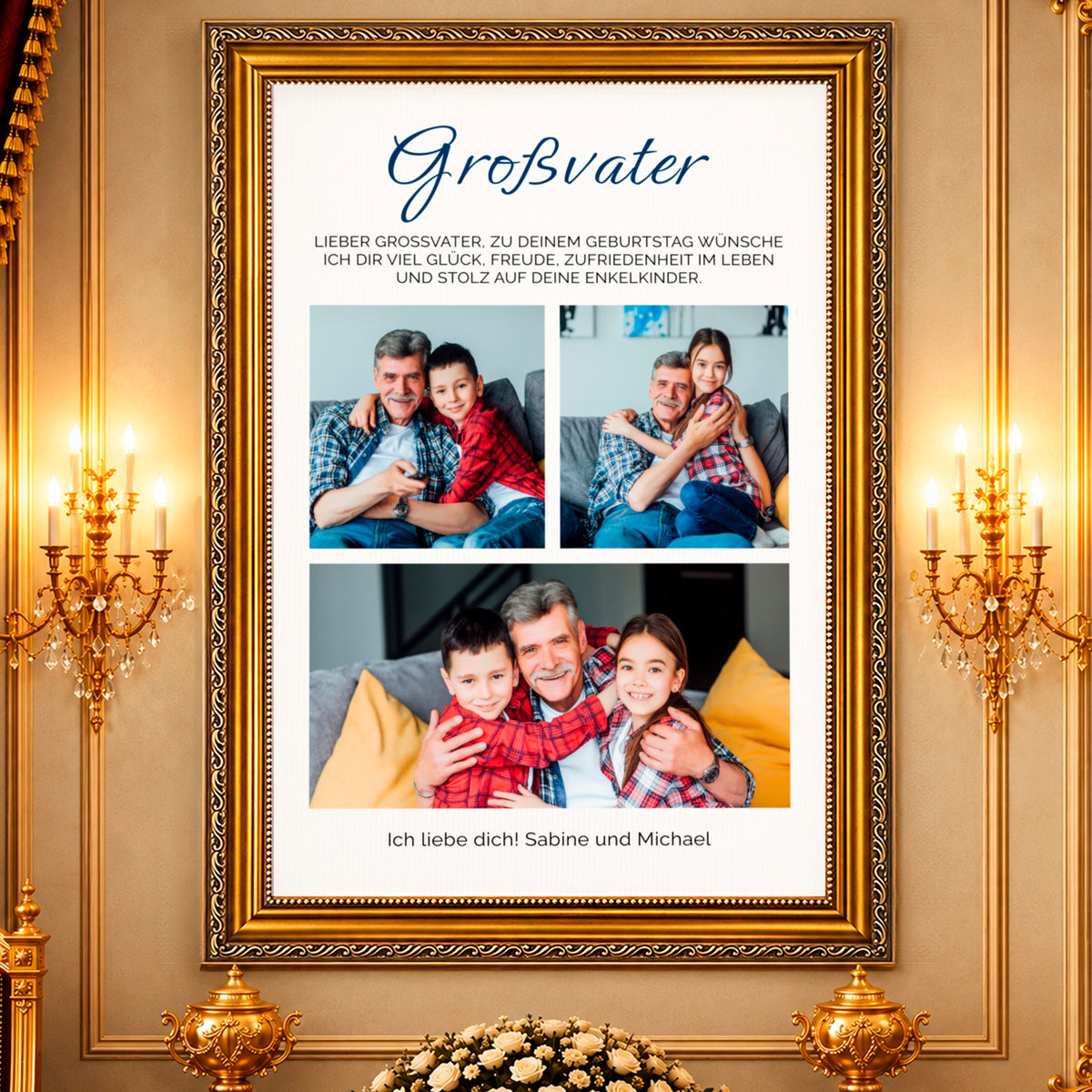Fotocollage auf Leinwand Großvater ich liebe dich — Geschenk für Opa