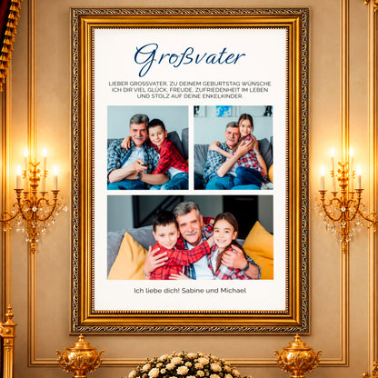 Fotocollage auf Leinwand Großvater ich liebe dich — Geschenk für Opa