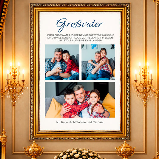 Fotocollage auf Leinwand Großvater ich liebe dich — Geschenk für Opa