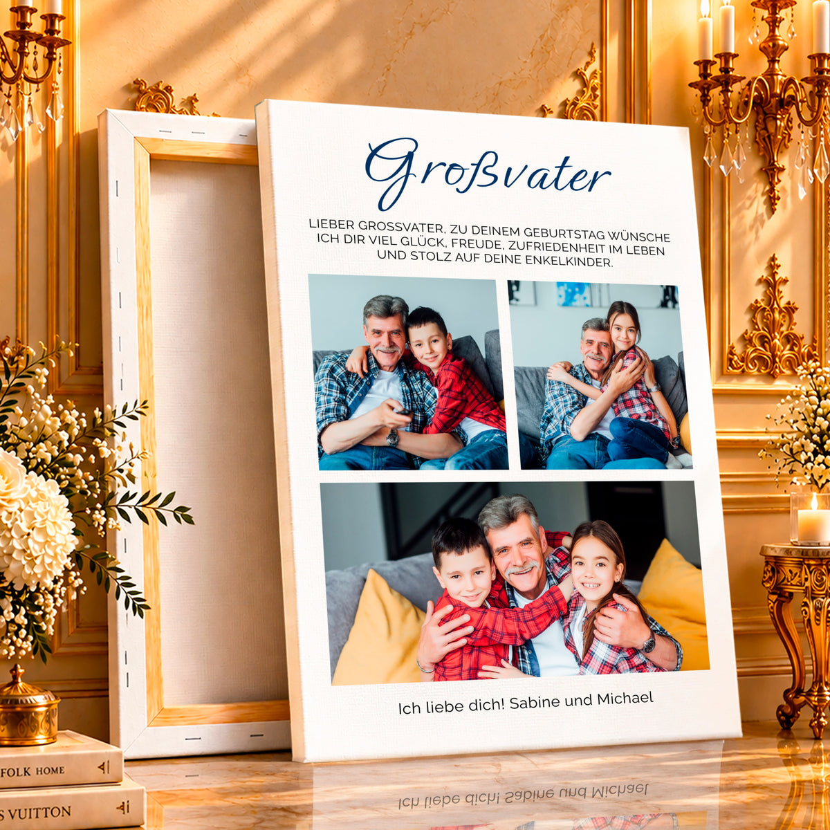 Fotocollage auf Leinwand Großvater ich liebe dich — Geschenk für Opa