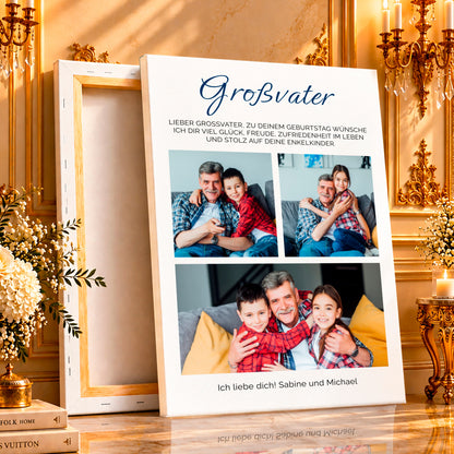 Fotocollage auf Leinwand Großvater ich liebe dich — Geschenk für Opa