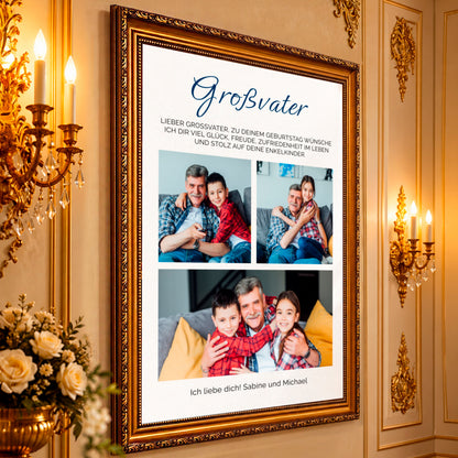 Fotocollage auf Leinwand Großvater ich liebe dich — Geschenk für Opa