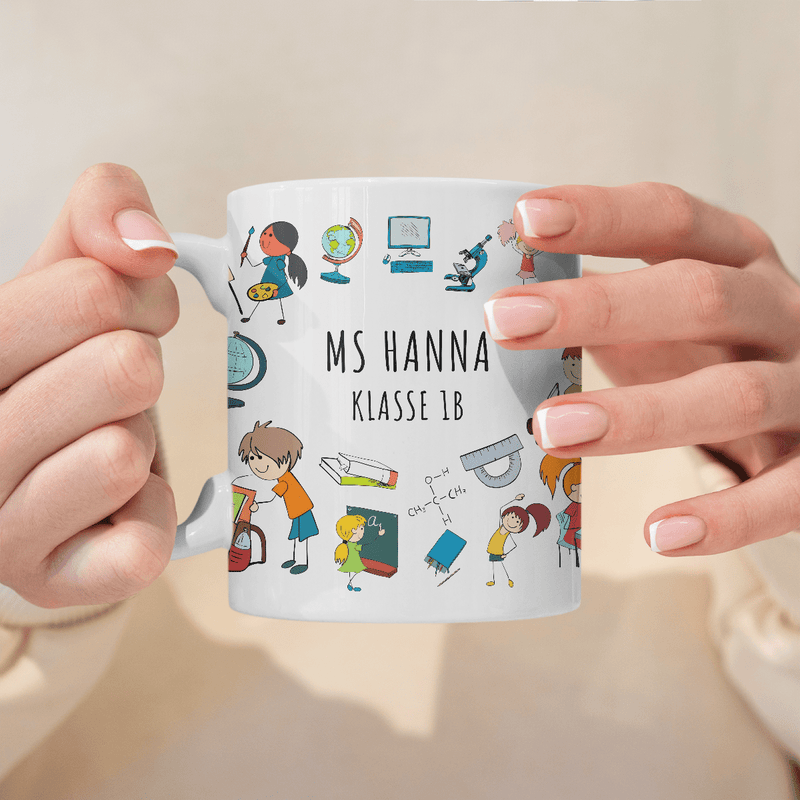 Ein großes Herz - 1x Bedruckte Tasse, personalisiertes Geschenk für Lehrer - Adamell.de