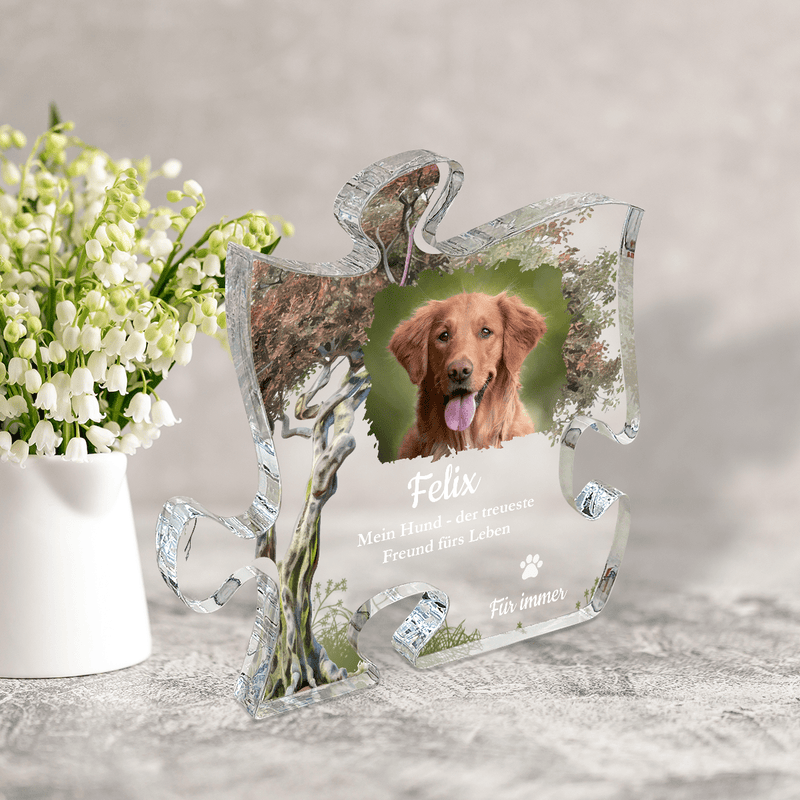 Ein Hund ist ein Freund für immer - Druck auf Glas - das Puzzle, personalisiertes Geschenk - Adamell.de