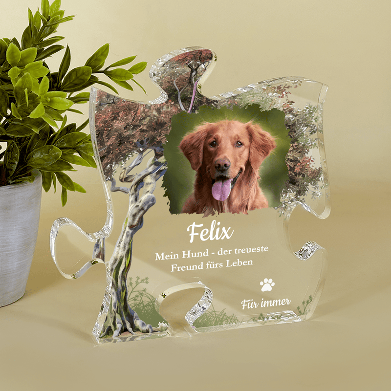 Ein Hund ist ein Freund für immer - Druck auf Glas - das Puzzle, personalisiertes Geschenk - Adamell.de