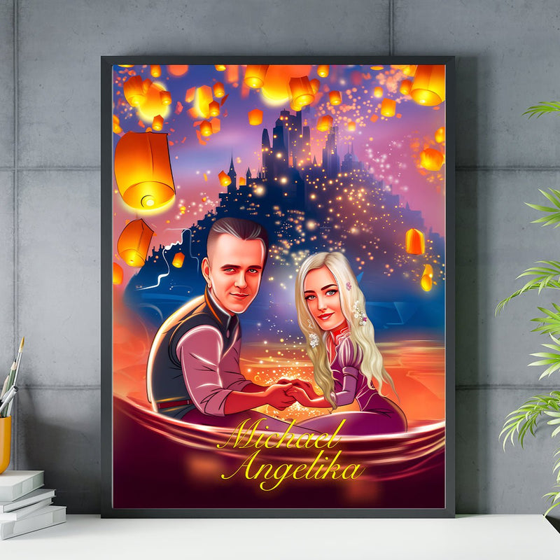 Ein Märchenpaar - Poster, personalisiertes Geschenk für Paar - Adamell.de