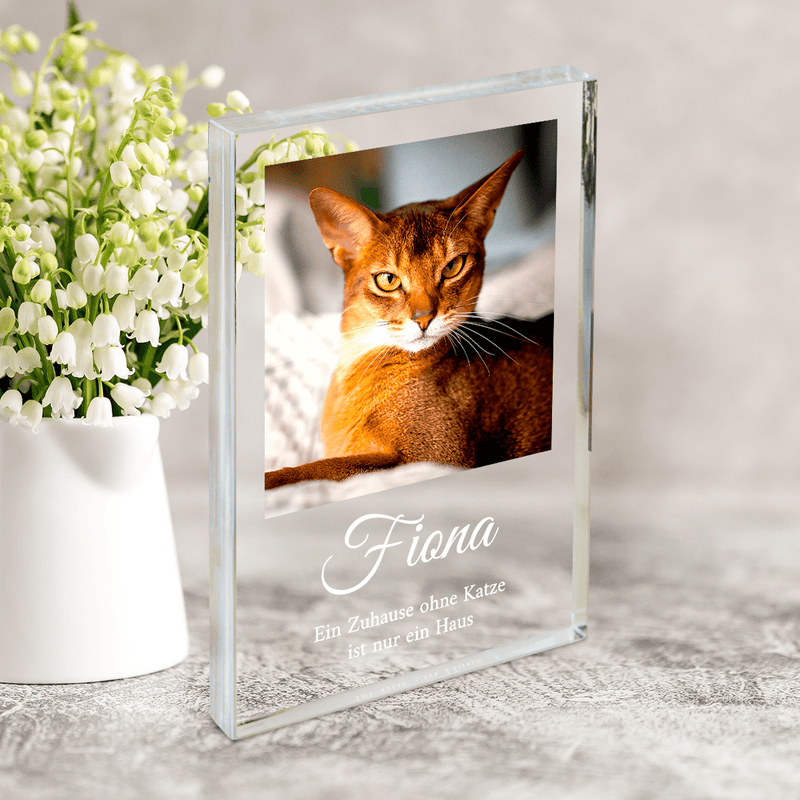 Ein Zuhause ohne Katze - Druck auf Glas, personalisiertes Geschenk für Katzenmenschen - Adamell.de